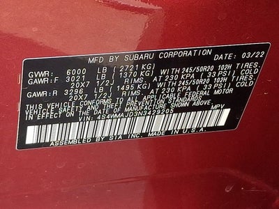 2022 Subaru Ascent Onyx Edition