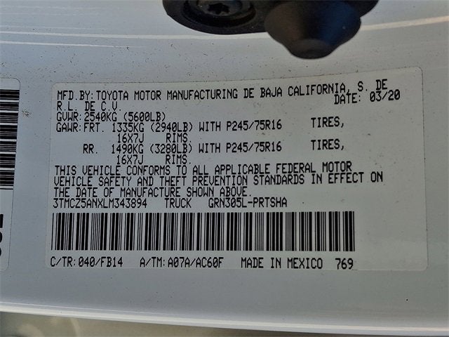 2020 Toyota Tacoma 4WD SR5