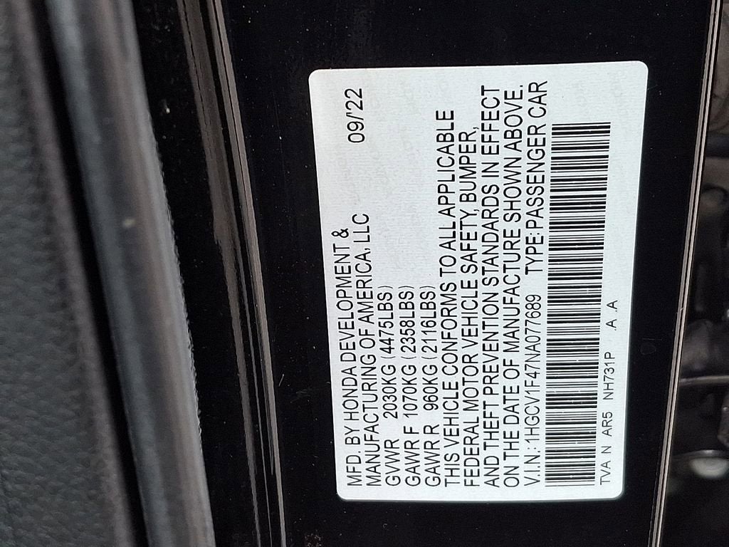 2022 Honda Accord Sedan Sport SE