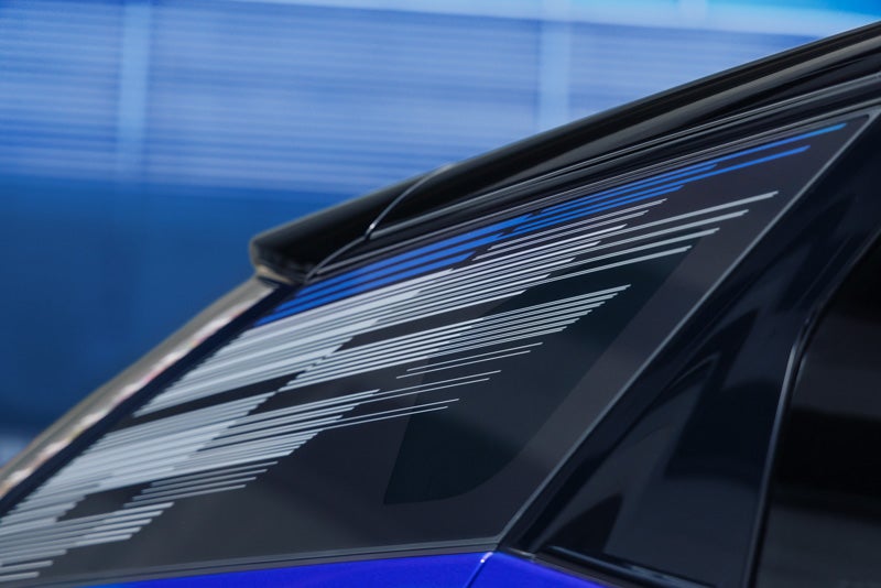 Close-up of the Modern Pattern on the 2026 OPTIQ-V Rear Quarter Glass | Randy Marion Cadillac Jacksonville in Jacksonville FL